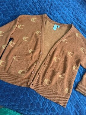 Collusion CC Women’s Knit Sweater Cardigan Button Oversized S Small Brown